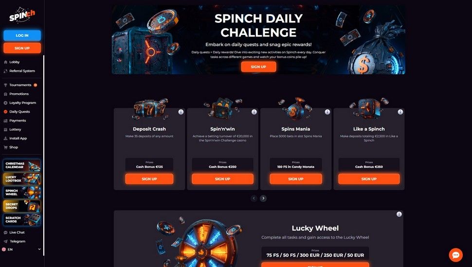 Spinch Udfordringer og Missioner