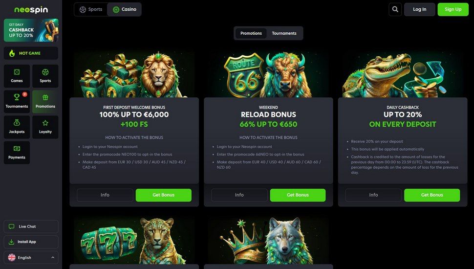Neospin kasino bonus