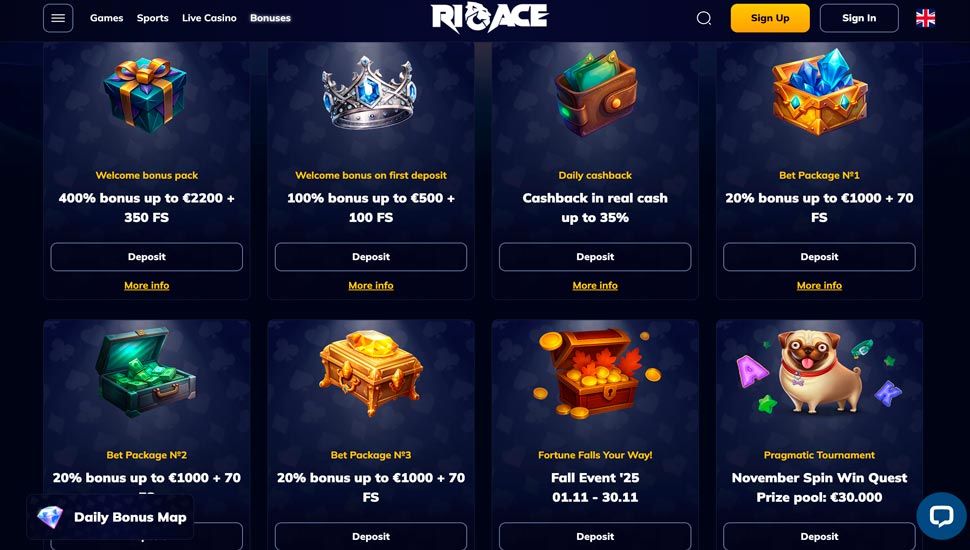 Velkomstbonus rioace