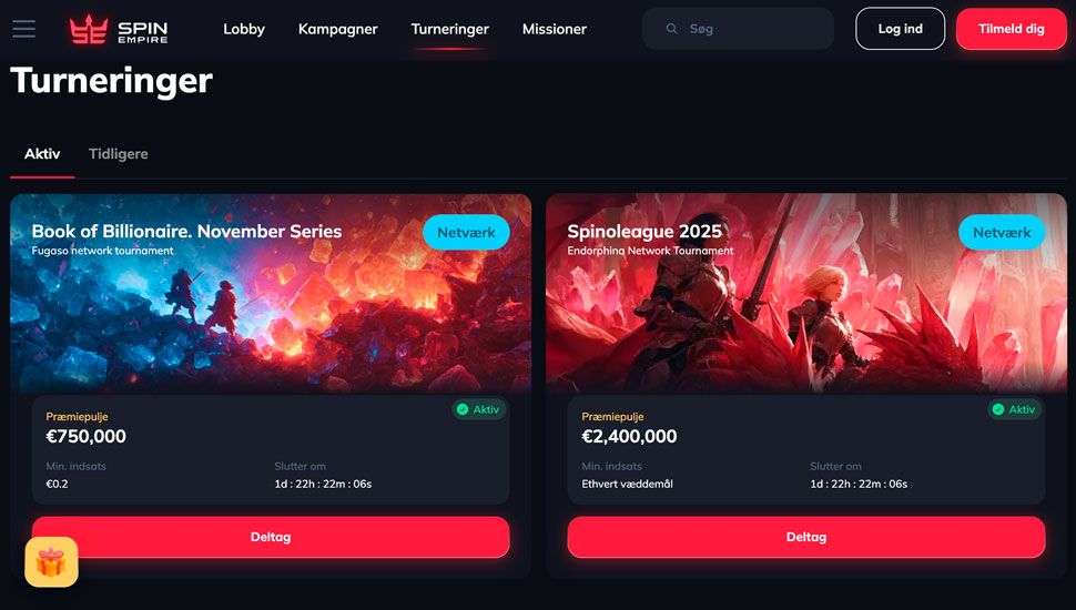 Online turneringer spinempire