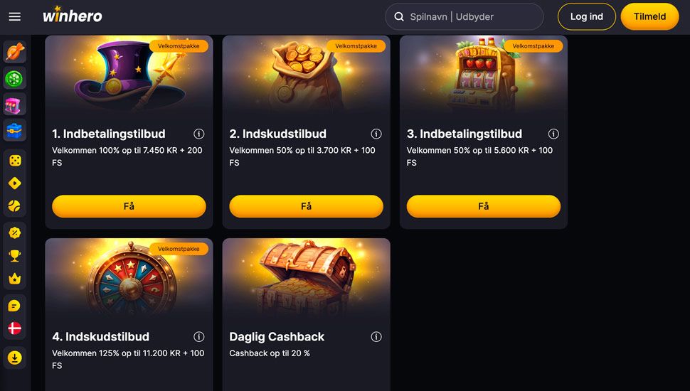 Velkomstbonus winhero