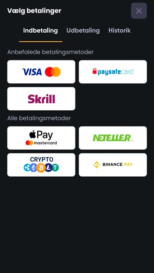 Klik på "Indbetal"