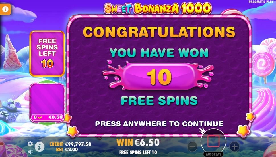 Sweet Bonanza 1000 Spilleautomat Bonus